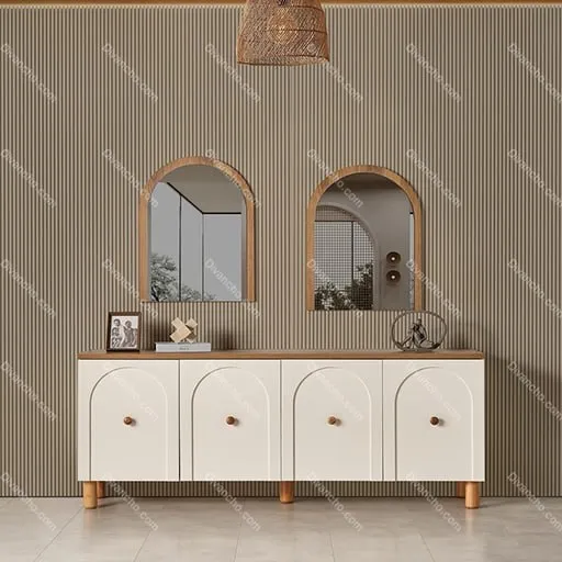 آینه کنسول مدرن پایه چوبی کد DC096